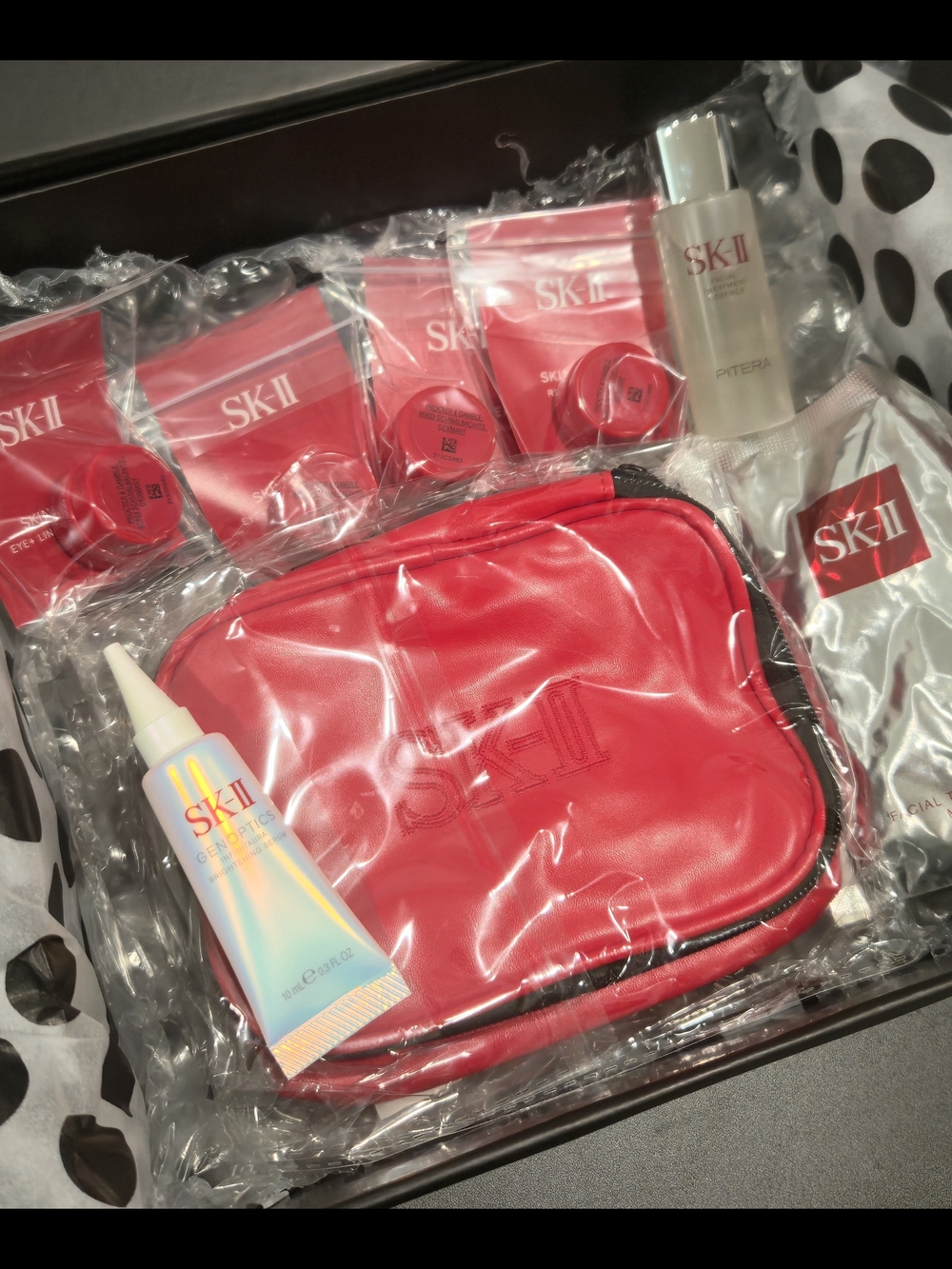 SK-II Women Skincare Set with Red Cosmetic Pouch